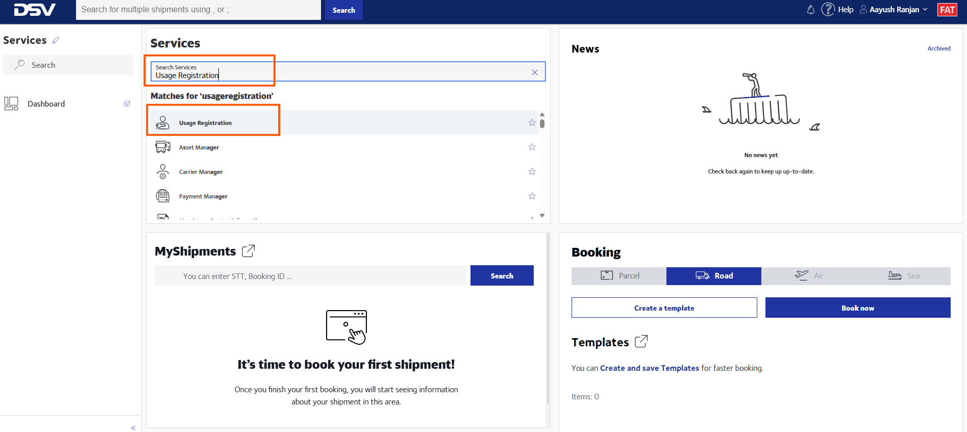 Usage Registration eService in the Connect portal